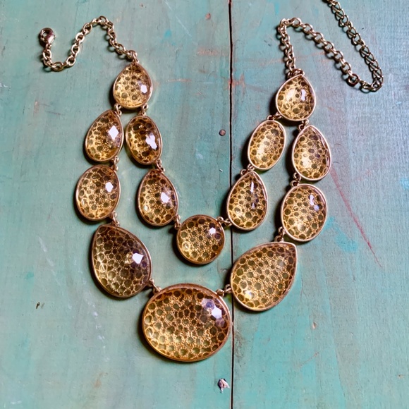 Yellow Honeycomb Two Strand Acrylic Necklace NWOT - Picture 5 of 5